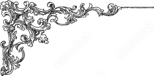 Ornamental border and corner design set for vintage decor and craft projects