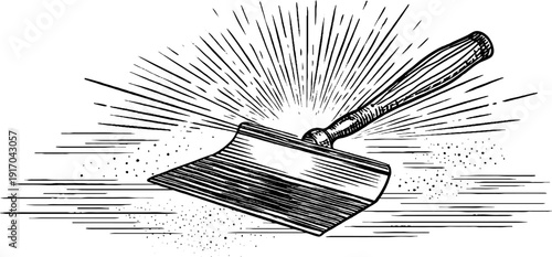 Vintage pastry bench and dough scraper hand drawn engraving for culinary design