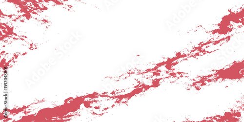 Red paint splashes and ink splatters create a grunge texture design with blood-like stains and artistic drops on a decorative red vector backdrop pattern for a Christmas card wallpaper frame