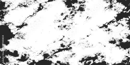 Abstract black grunge background featuring a vintage ink splatter texture with a dirty spray paint pattern and a decorative floral vector frame border