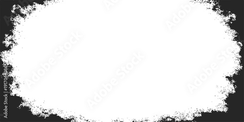 Vintage black and white grunge frame with floral ink stains and vector textures for an artistic nature design border