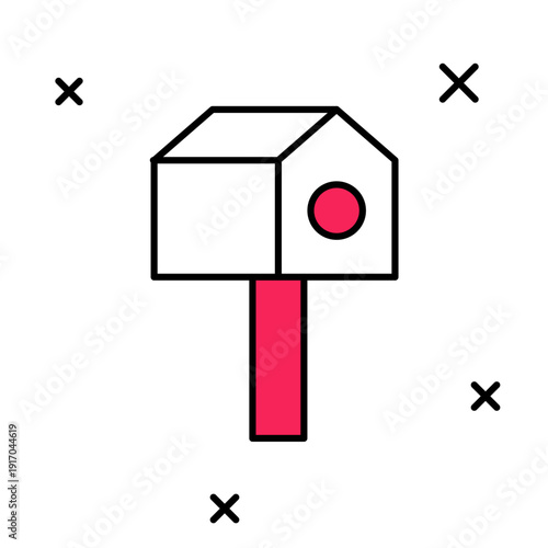 Filled outline Bird house icon isolated on white background. Nesting box birdhouse, homemade building for birds. Vector