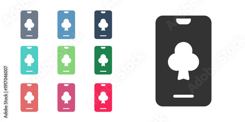 Black Online poker table game icon isolated on white background. Online casino. Set icons colorful. Vector