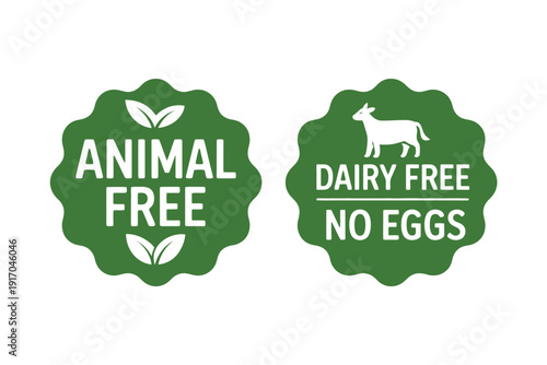 Two green certified labels indicate vegan and dairy free food product.