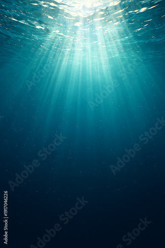 A serene underwater scene captures the tranquil beauty of the ocean’s depths