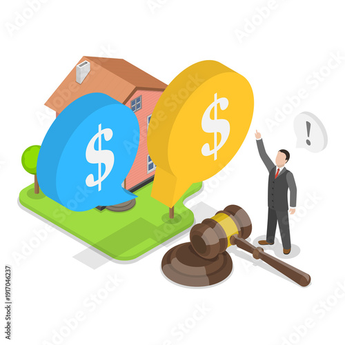 3D Isometric Flat  Illustration of Real Estate. Item 2