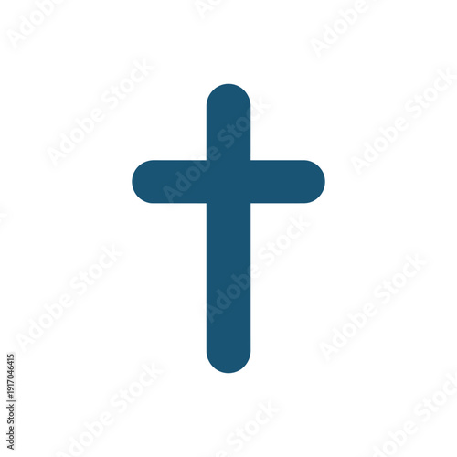 A simple blue cross symbol on a white background
