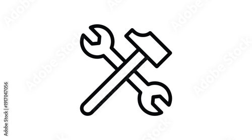 Crossed wrench and hammer icon symbolizing repair and maintenance tools.