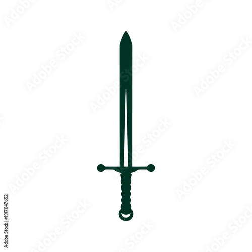 A dark green sword with a pointed tip and crossguard