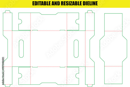 Intricate Folding Carton Dieline Template with Locking Flaps for Secure Product Enclosures