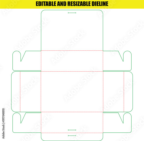 Professional Packaging Dieline Template for a Standard Tuck End Folding Box