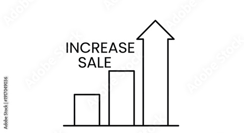 Graphical representation of increasing sales with a bar chart and upward trend