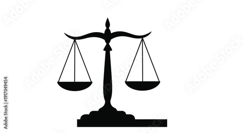 A black silhouette of scales of justice representing law and legal proceedings