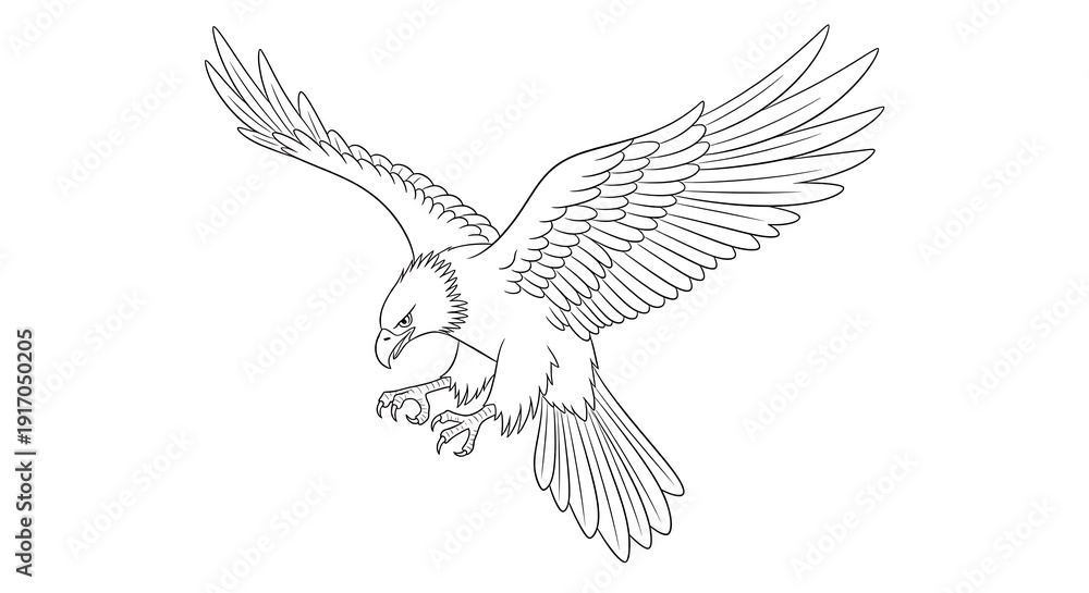 Fototapeta premium Eagle flying with wings spread isolated on a transparent background