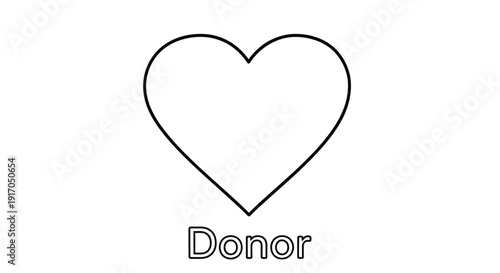 Simple black outline of a heart shape with the word donor underneath