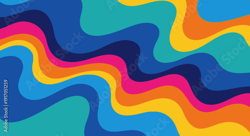 Vibrant Abstract Wave Pattern with Colorful Swirls and Flowing Ribbons for Modern Graphic Design.