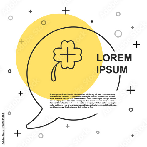 Black line Casino slot machine with clover symbol icon isolated on white background. Gambling games. Random dynamic shapes. Vector