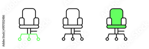 Set line Office chair icon isolated on white background. Vector