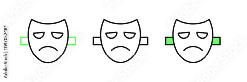 Set line Drama theatrical mask icon isolated on white background. Vector