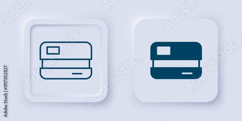 Filled and outline Credit card icon isolated on grey background. Online payment. Cash withdrawal. Financial operations. Shopping sign. Square button. Vector