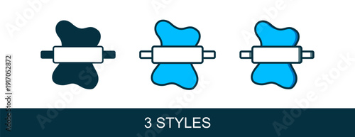 Filled outline Rolling pin on dough icon isolated on white background. Vector