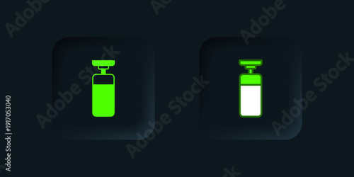 Green Punching bag icon isolated on black background. Black square button. Vector