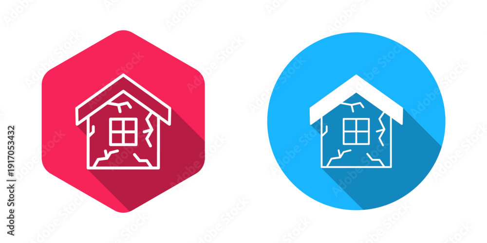 Fototapeta premium Filled and outline House icon isolated with long shadow background. Insurance concept. Security, safety, protection, protect concept. Vector