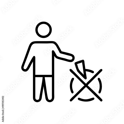 Person discarding waste into a prohibited area with an icon concept  