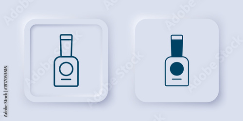 Filled and outline Bottle of nail polish icon isolated on grey background. Square button. Vector