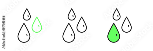 Set line Drops of honey icon isolated on white background. Honey cells symbol. Sweet natural food. Vector