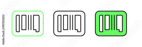 Set line Barcode icon isolated on white background. Vector