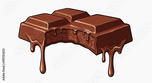 A delicious melting chocolate bar illustration