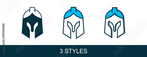 Filled outline Roman army helmet icon isolated on white background. Vector