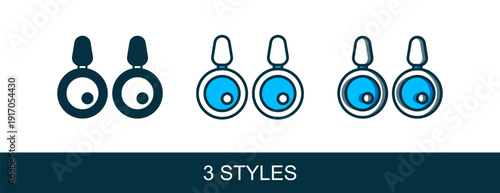 Filled outline Earrings icon isolated on white background. Jewelry accessories. Vector