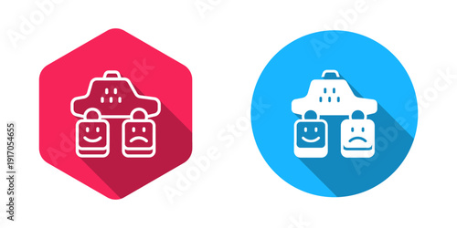 Filled and outline Taxi service rating icon isolated with long shadow background. Vector