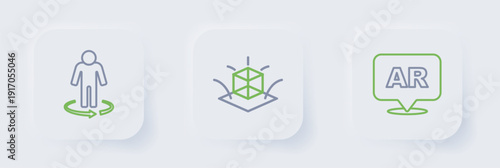 Set line Augmented reality AR, 3d modeling and icon. Vector