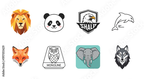 An engaging collection of animal head icons, showcasing a wide range of wild creatures rendered in distinct artistic styles, ideal for digital media and creative projects