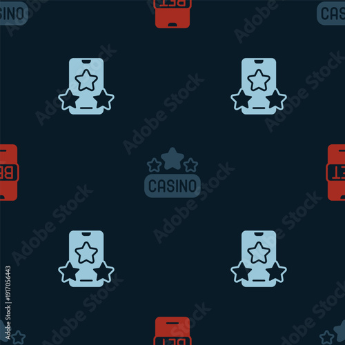 Set Online sports betting, Casino signboard and on seamless pattern. Vector