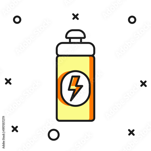 Filled outline Fitness shaker icon isolated on white background. Sports shaker bottle with lid for water and protein cocktails. Flat filled outline style with shadow. Vector