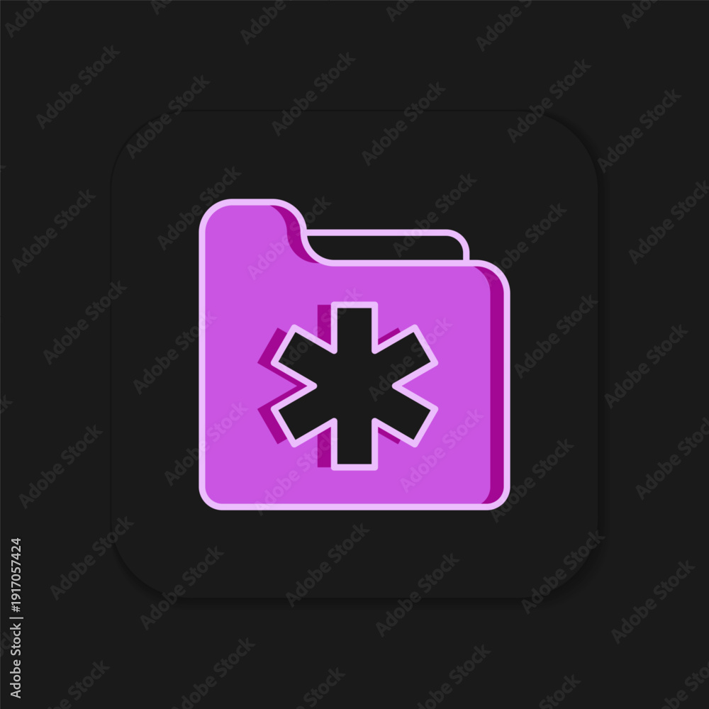 Obraz premium Filled outline Medical health record folder for healthcare icon isolated on black background. Patient file icon. Medical history symbol. Flat filled outline style with shadow. Vector