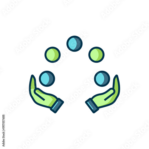 Filled outline Juggling ball icon isolated on white background. Flat filled outline style with shadow. Vector