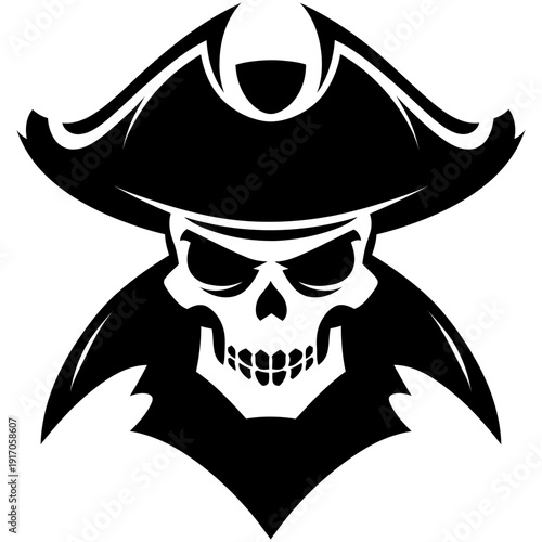 Wallpaper Mural Vector Art Bold Pirate Skull Illustration with Naval Coat Collar and High Contrast Design Torontodigital.ca