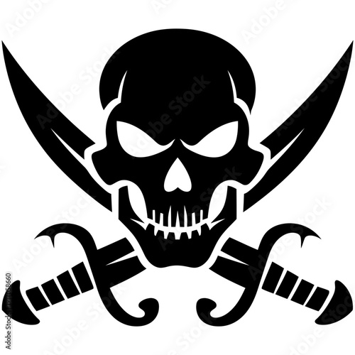 Wallpaper Mural Vector Art Bold Pirate Skull with Crossed Cutlasses Emblem for Tattoo and Logo Design Torontodigital.ca