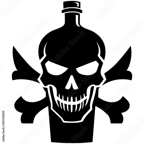 Wallpaper Mural Vector Art Bold Pirate Skull with Rum Bottle and Helm Ornaments for Tattoo and Logo Design Torontodigital.ca