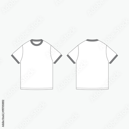Ringer tee vector template mockup