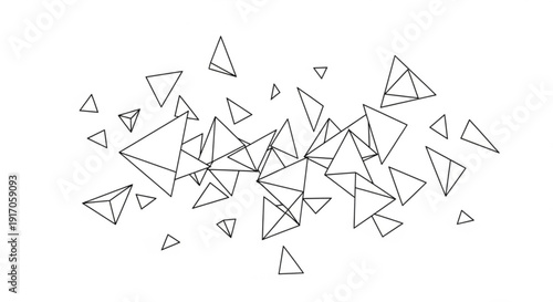 A minimalist vector graphic illustration of scattered geometric triangles in a flat design style