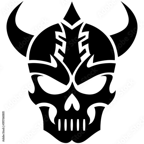 Vector Art Viking Skull with Longship Carving Motifs Bold Design on Pure White Background