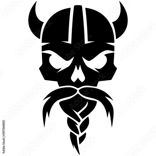 Wallpaper Mural Vector Art Viking Skull with Braided Mustache Bold Design for Tattoo or Logo Use Torontodigital.ca