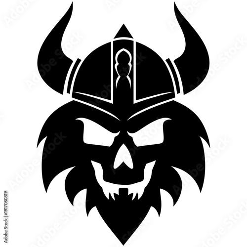 Wallpaper Mural Vector Art Viking Skull with Wolf Totem Elements Bold Black and White Design for Tattoo and Logo Torontodigital.ca