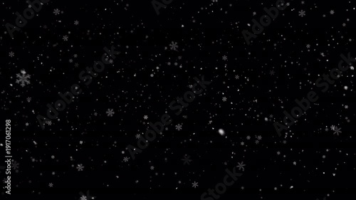 Winter snow. Overlay with falling snowflakes. Seamless snowing loop, 50 FPS, ProRes with alpha channel (transparent background).
